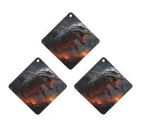3-Pack Car Air Freshener Cards Double Sided Hanging Red Magma Flying Dragons Air Freshener Scented Cards for Car, Room, Bathroom | Long-Lasting Fragrance, Black-style