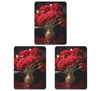 3-Pack Car Air Freshener Cards Double Sided Hanging Romantic Carnation Air Freshener Scented Cards for Car, Room, Bathroom | Long-Lasting Fragrance, White-style