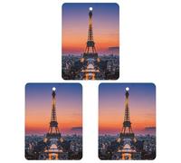 3-Pack Car Air Freshener Cards Double Sided Hanging Romantic Paris Eiffel Air Freshener Scented Cards for Car, Room, Bathroom | Long-Lasting Fragrance, Gray-style