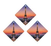 3-Pack Car Air Freshener Cards Double Sided Hanging Romantic Paris Eiffel Air Freshener Scented Cards for Car, Room, Bathroom | Long-Lasting Fragrance, White-style