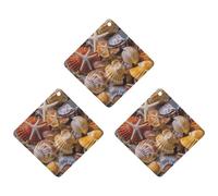 3-Pack Car Air Freshener Cards Double Sided Hanging Sea Shell Treasures Air Freshener Scented Cards for Car, Room, Bathroom | Long-Lasting Fragrance, Black-style