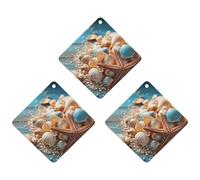 3-Pack Car Air Freshener Cards Double Sided Hanging Sea Shells And Starfish Air Freshener Scented Cards for Car, Room, Bathroom | Long-Lasting Fragrance, Gray-style