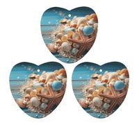 3-Pack Car Air Freshener Cards Double Sided Hanging Sea Shells And Starfish Air Freshener Scented Cards for Car, Room, Bathroom | Long-Lasting Fragrance, Black-style