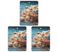 3-Pack Car Air Freshener Cards Double Sided Hanging Sea Shells And Starfish Air Freshener Scented Cards for Car, Room, Bathroom | Long-Lasting Fragrance, Black-style