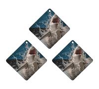 3-Pack Car Air Freshener Cards Double Sided Hanging Shark Attack Fish Air Freshener Scented Cards for Car, Room, Bathroom | Long-Lasting Fragrance, White-style