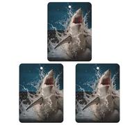3-Pack Car Air Freshener Cards Double Sided Hanging Shark Attack Fish Air Freshener Scented Cards for Car, Room, Bathroom | Long-Lasting Fragrance, Black-style