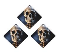 3-Pack Car Air Freshener Cards Double Sided Hanging Skeleton Air Freshener Scented Cards for Car, Room, Bathroom | Long-Lasting Fragrance, Black-style