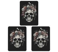 3-Pack Car Air Freshener Cards Double Sided Hanging Skull in Darkness Air Freshener Scented Cards for Car, Room, Bathroom | Long-Lasting Fragrance, Black-style