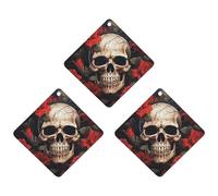 3-Pack Car Air Freshener Cards Double Sided Hanging Skull Rose-Red Air Freshener Scented Cards for Car, Room, Bathroom | Long-Lasting Fragrance, Gray-style