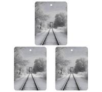 3-Pack Car Air Freshener Cards Double Sided Hanging Snowy Train Tracks Air Freshener Scented Cards for Car, Room, Bathroom | Long-Lasting Fragrance, White-style