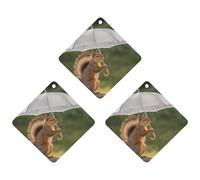 3-Pack Car Air Freshener Cards Double Sided Hanging Squirrel Hold A Umbrellas Air Freshener Scented Cards for Car, Room, Bathroom | Long-Lasting Fragrance, Gray-style