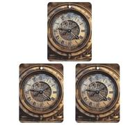 3-Pack Car Air Freshener Cards Double Sided Hanging Steampunk Clock Air Freshener Scented Cards for Car, Room, Bathroom | Long-Lasting Fragrance, Black-style