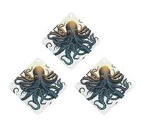 3-Pack Car Air Freshener Cards Double Sided Hanging Sun Ocean Octopus Air Freshener Scented Cards for Car, Room, Bathroom | Long-Lasting Fragrance, Black-style