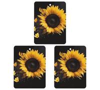 3-Pack Car Air Freshener Cards Double Sided Hanging Sunflower on Black Background Air Freshener Scented Cards for Car, Room, Bathroom | Long-Lasting Fragrance, Gray-style