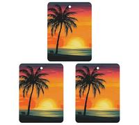 3-Pack Car Air Freshener Cards Double Sided Hanging Sunset Palm Tree Air Freshener Scented Cards for Car, Room, Bathroom | Long-Lasting Fragrance, Black-style
