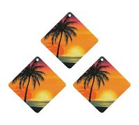 3-Pack Car Air Freshener Cards Double Sided Hanging Sunset Palm Tree Air Freshener Scented Cards for Car, Room, Bathroom | Long-Lasting Fragrance, Gray-style