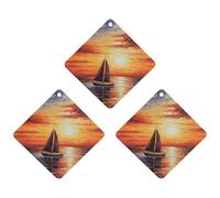 3-Pack Car Air Freshener Cards Double Sided Hanging Sunset Sailboat Air Freshener Scented Cards for Car, Room, Bathroom | Long-Lasting Fragrance, Gray-style