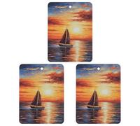 3-Pack Car Air Freshener Cards Double Sided Hanging Sunset Sailboat Air Freshener Scented Cards for Car, Room, Bathroom | Long-Lasting Fragrance, White-style