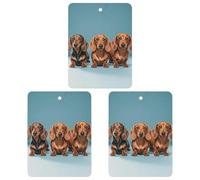 3-Pack Car Air Freshener Cards Double Sided Hanging Three Dachshunds Air Freshener Scented Cards for Car, Room, Bathroom | Long-Lasting Fragrance, White-style