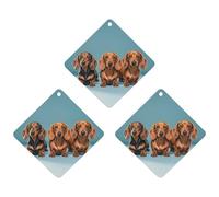 3-Pack Car Air Freshener Cards Double Sided Hanging Three Dachshunds Air Freshener Scented Cards for Car, Room, Bathroom | Long-Lasting Fragrance, White-style