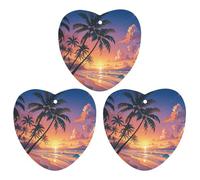 3-Pack Car Air Freshener Cards Double Sided Hanging Tropical Beach Palm Tree Sunset Air Freshener Scented Cards for Car, Room, Bathroom | Long-Lasting Fragrance, White-style