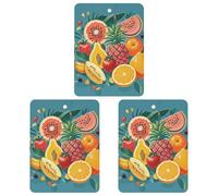 3-Pack Car Air Freshener Cards Double Sided Hanging Tropical Fruit Paradise Air Freshener Scented Cards for Car, Room, Bathroom | Long-Lasting Fragrance, Gray-style