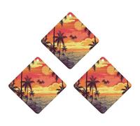 3-Pack Car Air Freshener Cards Double Sided Hanging Tropical Island Sunset Air Freshener Scented Cards for Car, Room, Bathroom | Long-Lasting Fragrance, White-style