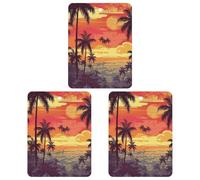 3-Pack Car Air Freshener Cards Double Sided Hanging Tropical Island Sunset Air Freshener Scented Cards for Car, Room, Bathroom | Long-Lasting Fragrance, Black-style