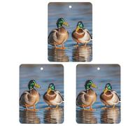 3-Pack Car Air Freshener Cards Double Sided Hanging Two Mallard Ducks Air Freshener Scented Cards for Car, Room, Bathroom | Long-Lasting Fragrance, Black-style