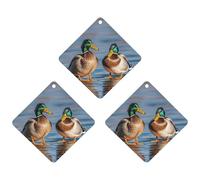 3-Pack Car Air Freshener Cards Double Sided Hanging Two Mallard Ducks Air Freshener Scented Cards for Car, Room, Bathroom | Long-Lasting Fragrance, White-style