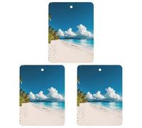 3-Pack Car Air Freshener Cards Double Sided Hanging White Beach Tropical Sea Air Freshener Scented Cards for Car, Room, Bathroom | Long-Lasting Fragrance, White-style