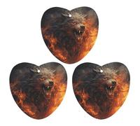 3-Pack Car Air Freshener Cards Double Sided Hanging Wild Wolf in The Fire Air Freshener Scented Cards for Car, Room, Bathroom | Long-Lasting Fragrance, White-style