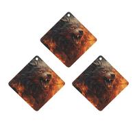 3-Pack Car Air Freshener Cards Double Sided Hanging Wild Wolf in The Fire Air Freshener Scented Cards for Car, Room, Bathroom | Long-Lasting Fragrance, White-style