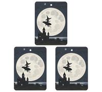 3-Pack Car Air Freshener Cards Double Sided Hanging Witch Flying Air Freshener Scented Cards for Car, Room, Bathroom | Long-Lasting Fragrance, Gray-style