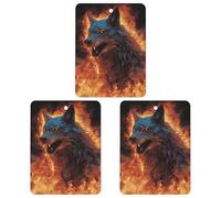3-Pack Car Air Freshener Cards Double Sided Hanging Wolf Surrounded by Fire Air Freshener Scented Cards for Car, Room, Bathroom | Long-Lasting Fragrance, Black-style
