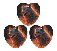3-Pack Car Air Freshener Cards Double Sided Hanging Wolf Surrounded by Fire Air Freshener Scented Cards for Car, Room, Bathroom | Long-Lasting Fragrance, Gray-style