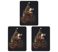 3 Pack Car Air Freshener Hanging Incense Chips Automotive Scented Hanging Sheets for Car Home Auto Interior Decor,Santa Claus on The Christmas Tree
