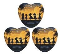 3 Pack Car Air Freshener Hanging Incense Chips Automotive Scented Hanging Sheets for Car Home Auto Interior Decor，Five Silhouettes of Hawaiian Dance