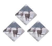 3 Pack Car Air Freshener Hanging Incense Chips Automotive Scented Hanging Sheets for Car Home Auto Interior Decor，Deer on Frozen Wilderness