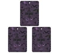 3 Pack Car Air Freshener Hanging Incense Chips Automotive Scented Hanging Sheets for Car Home Auto Interior Decor，Purple Black Goth Spooky