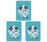 3 Pack Car Air Freshener Hanging Incense Chips Automotive Scented Hanging Sheets for Car Home Auto Interior Decor，Puppy in Cup
