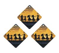 3 Pack Car Air Freshener Hanging Incense Chips Automotive Scented Hanging Sheets for Car Home Auto Interior Decor，Five Silhouettes of Hawaiian Dance