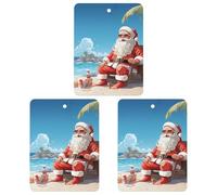 3 Pack Car Air Freshener Hanging Incense Chips Automotive Scented Hanging Sheets for Car Home Auto Interior Decor，Santa Claus At Beach