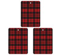 3 Pack Car Air Freshener Hanging Incense Chips Automotive Scented Hanging Sheets for Car Home Auto Interior Decor，Plaid Red And Black