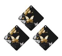 3 Pack Car Air Freshener Hanging Incense Chips Automotive Scented Hanging Sheets for Car Home Auto Interior Decor,Gold White Butterflies Black