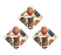 3 Pack Car Air Freshener Hanging Incense Chips Automotive Scented Hanging Sheets for Car Home Auto Interior Decor，Owls Birds