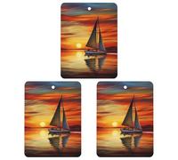 3 Pack Car Air Freshener Hanging Incense Chips Automotive Scented Hanging Sheets for Car Home Auto Interior Decor，Sunrise Sailing Boat