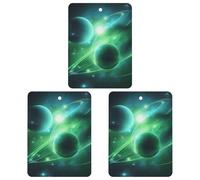 3 Pack Car Air Freshener Hanging Incense Chips Automotive Scented Hanging Sheets for Car Home Auto Interior Decor,Green Light Planet