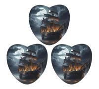 3 Pack Car Air Freshener Hanging Incense Chips Automotive Scented Hanging Sheets for Car Home Auto Interior Decor,Pirate Sailboat Full Moon