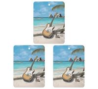 3 Pack Car Air Freshener Hanging Incense Chips Automotive Scented Hanging Sheets for Car Home Auto Interior Decorï¼ŒGuitar on The Beach